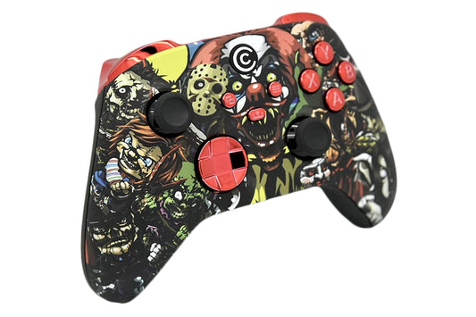 Custom Controllerzz Designer Series Wireless Controller for Xbox & PC - Scary Party & Red Chrome Inserts