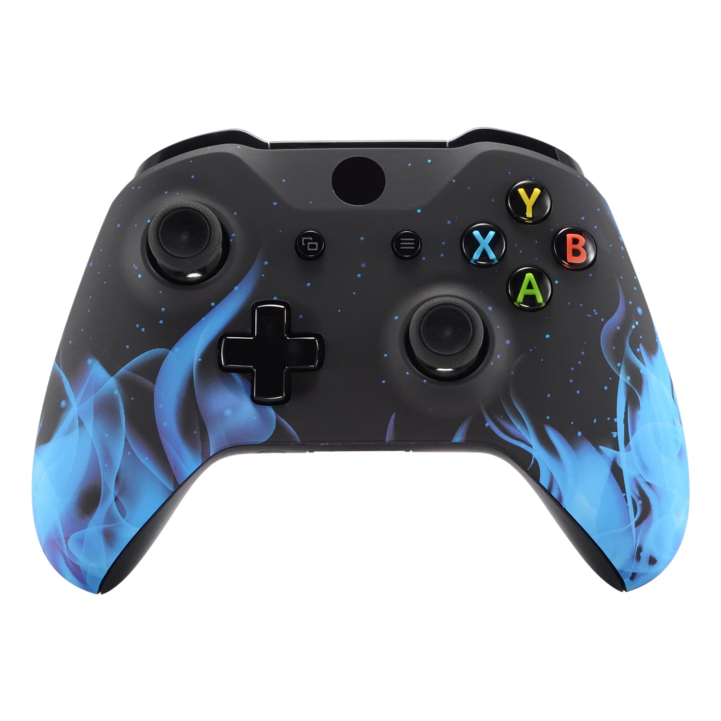 eXtremeRate Blue Flame Faceplate Cover Soft Touch Front Housing Shell Case Comfortable Soft Grip Replacement Kit for Xbox One X S Controller Model 1708 - Controller NOT Included