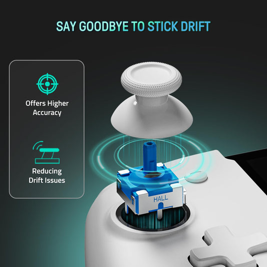 FUNLAB Switch Joypad Controllers - Customizable with Hall Effect Joysticks, Luminous Design, White-Eyes Pattern, 7 LED Colors