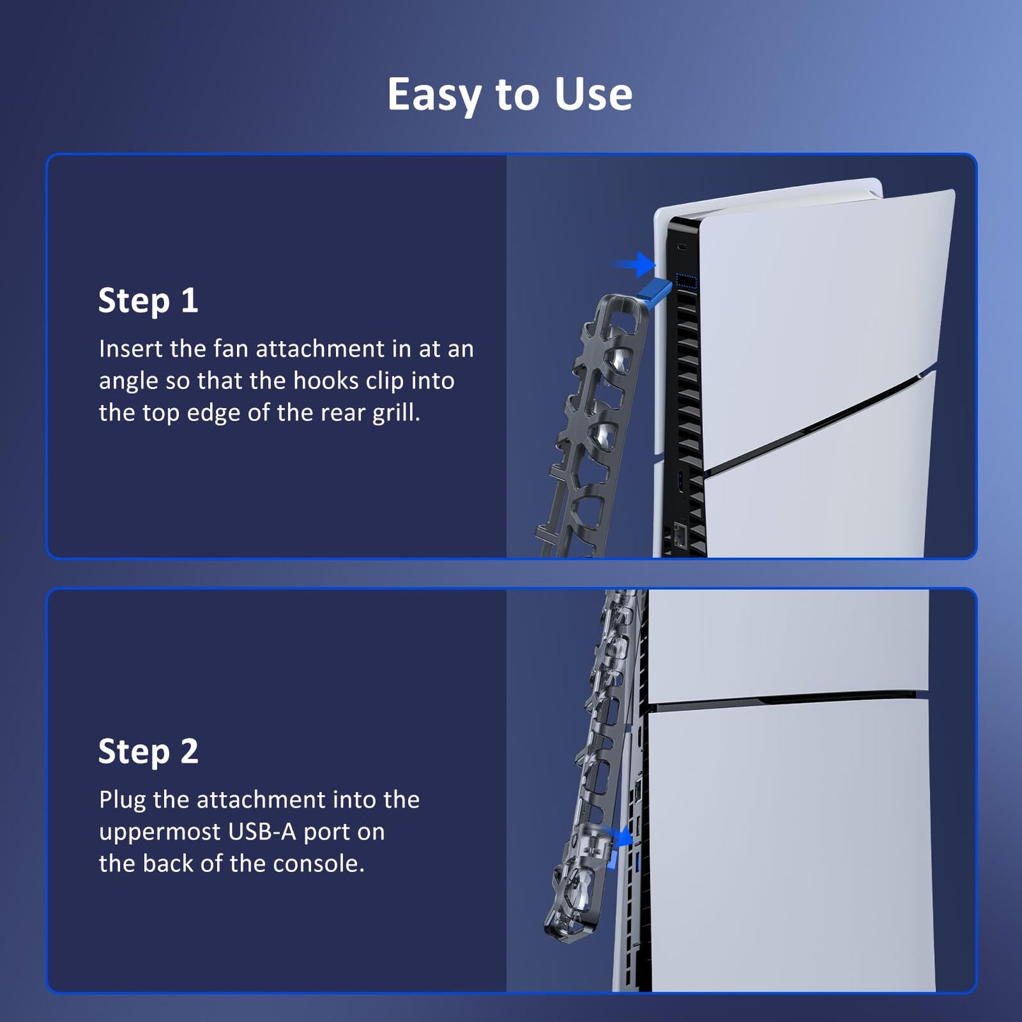 NexiGo PS5 Slim Cooling Fan - Adjustable Speed, Auto Power On/Off, USB 3.0, Black, Model 3538 BLK