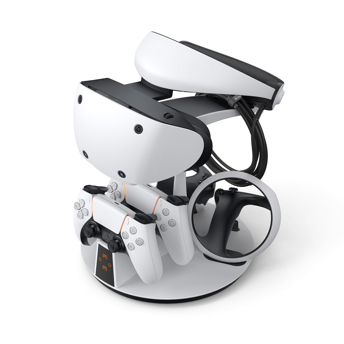 KIWI design D2 3-in-1 Controller Charging Station for PSVR2 and PS5 with VR Display Stand and LED-Charging Indicator