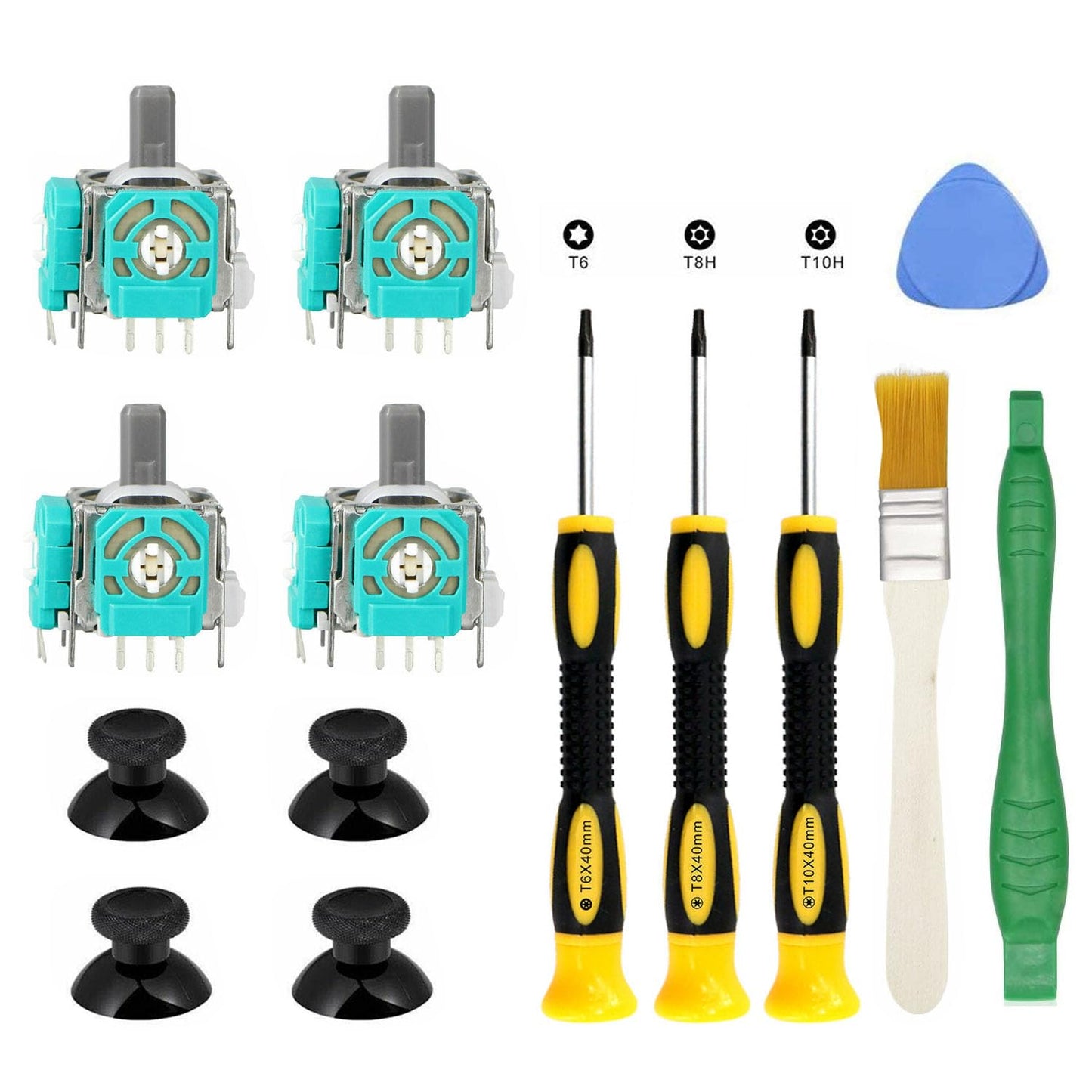 4PCS Replacement Joystick for Xbox One S/X Controller Analog Thumbsticks Repair Tool Kit for Stick Drift Broken and Loose Joysticks Replacement T6 T8 T10 Repair Screwdriver Kit for Xbox One S/X