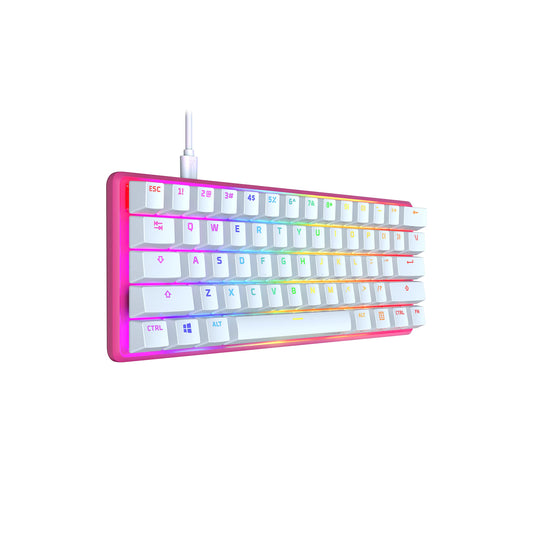 HyperX Alloy Origins 60 Mechanical Gaming Keyboard - Ultra Compact 60% - Linear Red Switch, Pink, Model 572Y6AA#ABA, RGB Backlit
