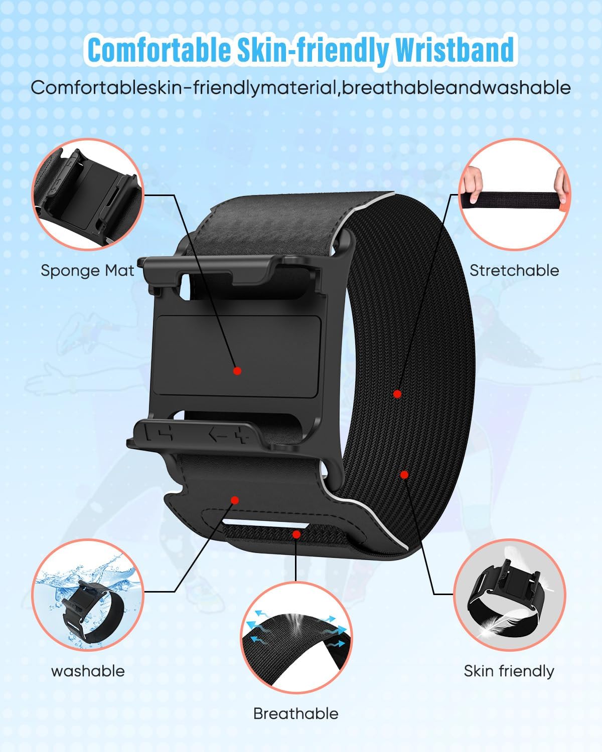 MENEEA Adjustable Wrist Bands for Nintendo Switch 2/1 - Black, Compatible with Just Dance 2026/2025/2024 & Zumba, for Adults & Kids