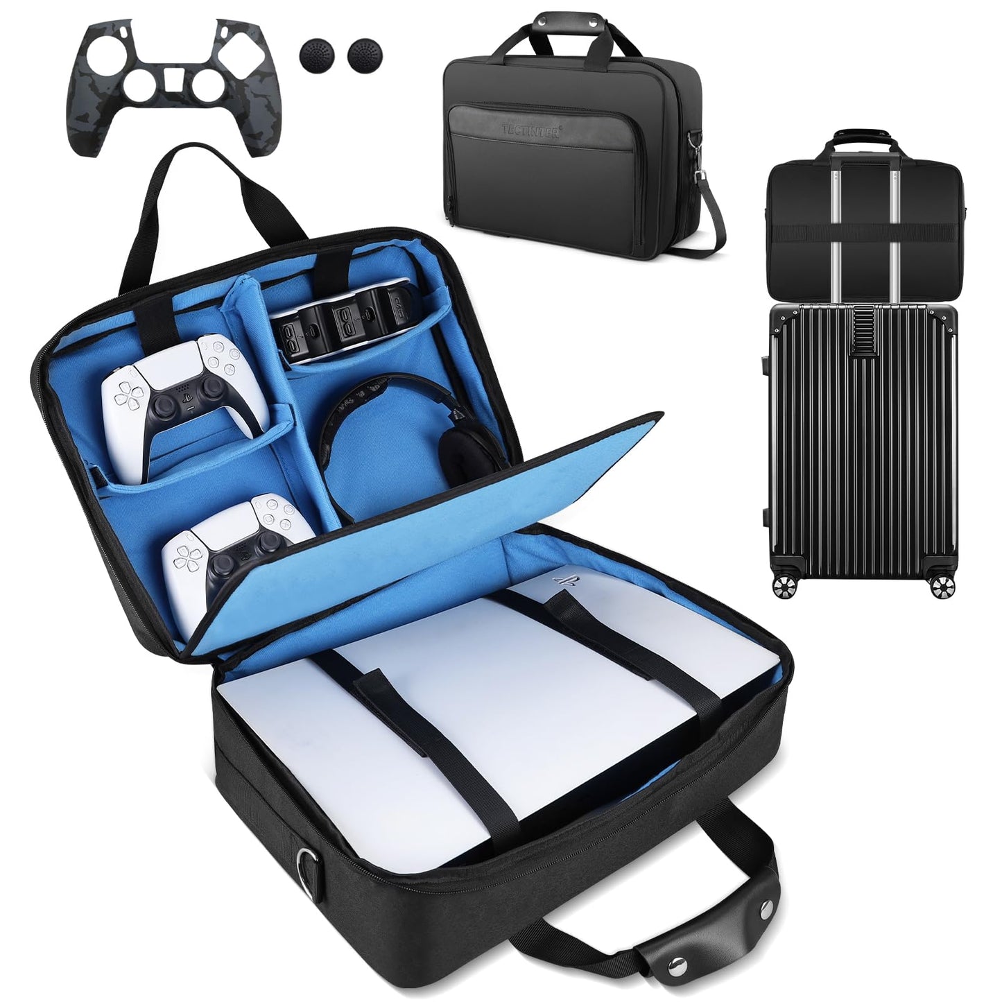 TECTINTER Carrying Case for PS5, Protective Travel Bag for PS 5 Console Controller, Large Capacity Storage Case Compatible with