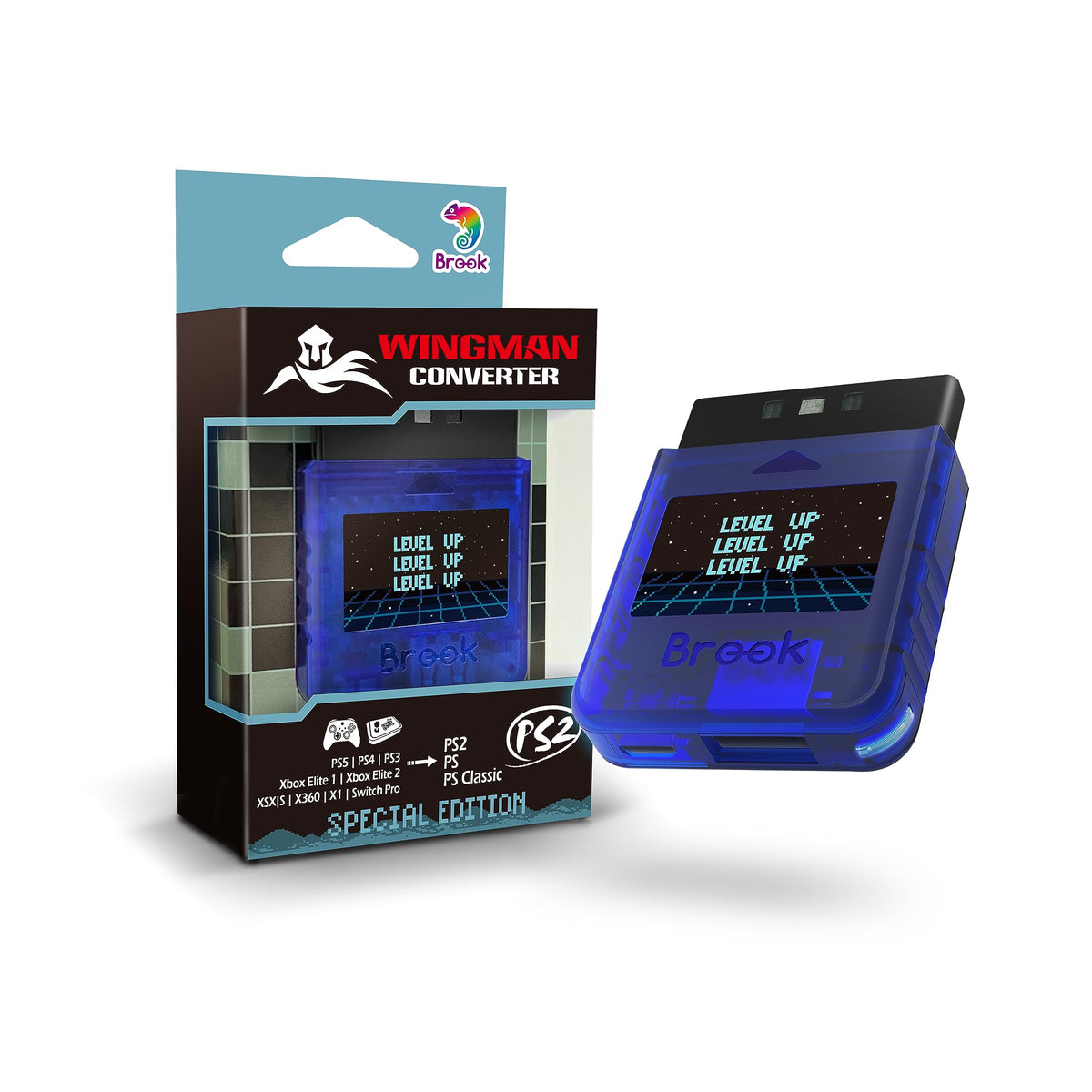 Brook Wingman PS2 Starry Blue Converter - Special Retro Consoles Converter for XB Series X|S One 360 fine design 1&2 and PS5/PS4/PS3 Switch Pro Controller on PS2/ PS1/ PS Classic Consoles (Starry Blue)
