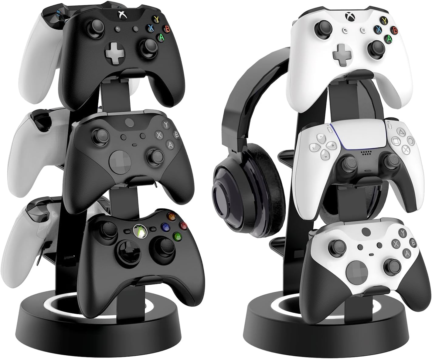 Game Controller Holder 3 Tier-Universal Headphone Stand for Desk Aluminum Controller Stand Headset Holder Desk Storage Organizer Compatible with Xbox PS4 PS5 Switch PC Gaming Accessories(Black)