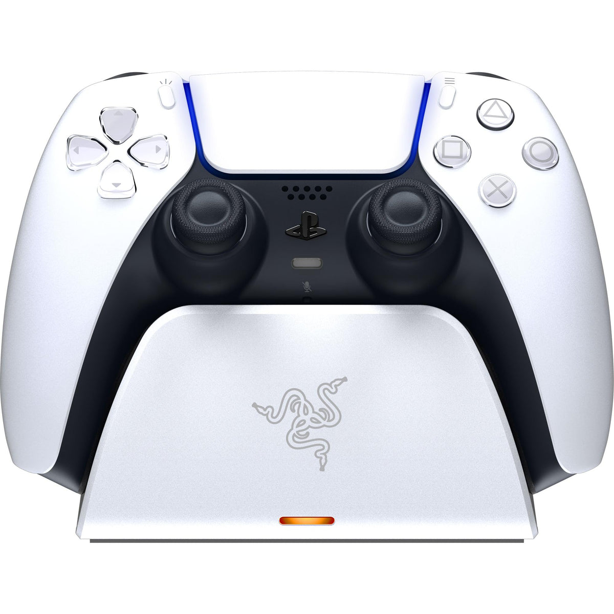 Razer Quick Charging Stand for PlayStation 5: Quick Charge - Curved Cradle Design - Matches PS5 DualSense Wireless Controller - One-Handed Navigation - USB Powered - White (Controller Sold Separately)