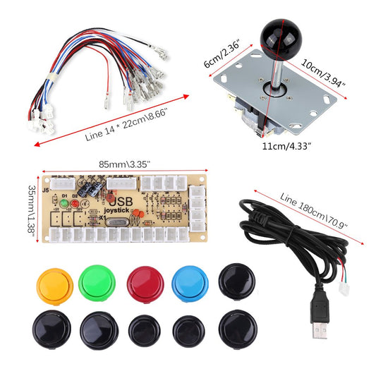 GLOGLOW Hilitand Game DIY Kit - Zero Delay USB Encoder Board, 10 Buttons & Joystick for PC Gaming