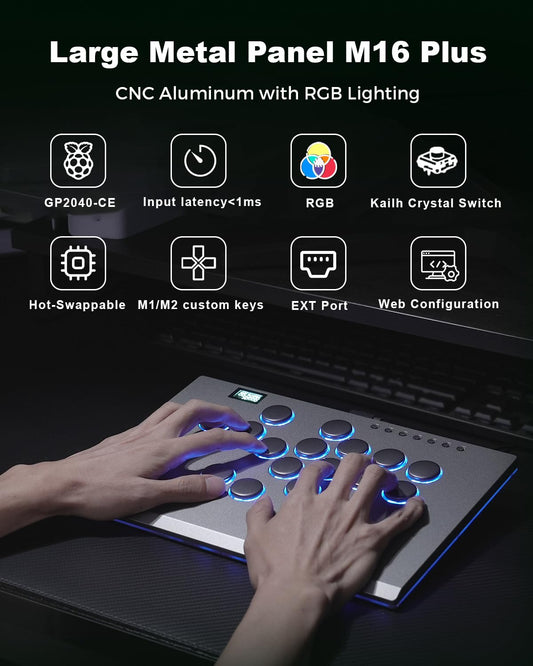 ONEED Haute42 Leverless Arcade Stick for PC/PS3/PS4/Switch - M16 Plus Grey, Low-Profile, Hot Swap & SOCD Support