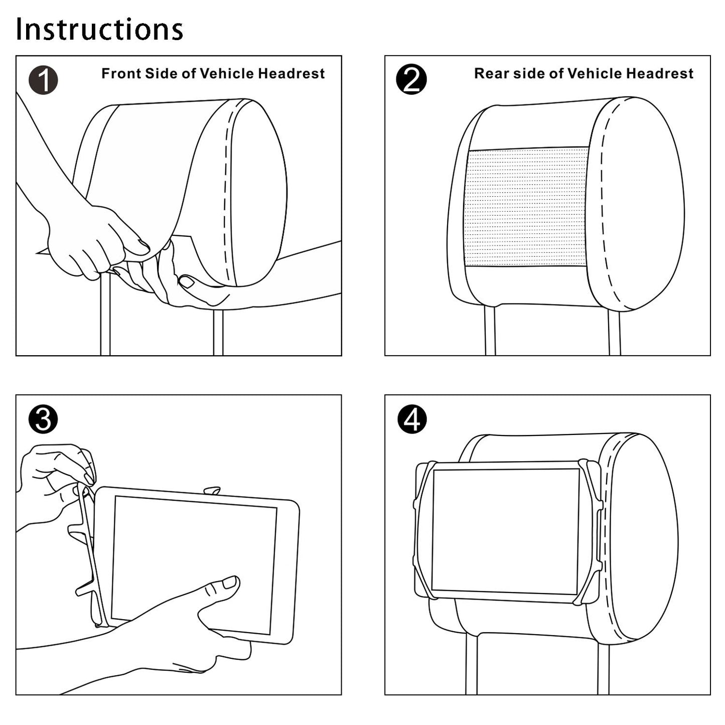 TFY Car Headrest Mount Holder for Nintendo Switch & Tablets, Silicone, Black