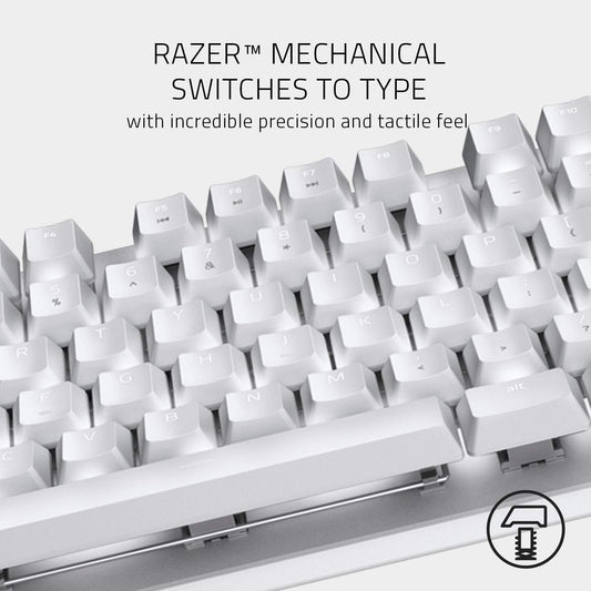 Razer Blackwidow Lite Mercury Silent Mechanical Gaming Keyboard, White LED Backlighting, Orange Switches, US Layout, Model RZ03-02640700-R3M1