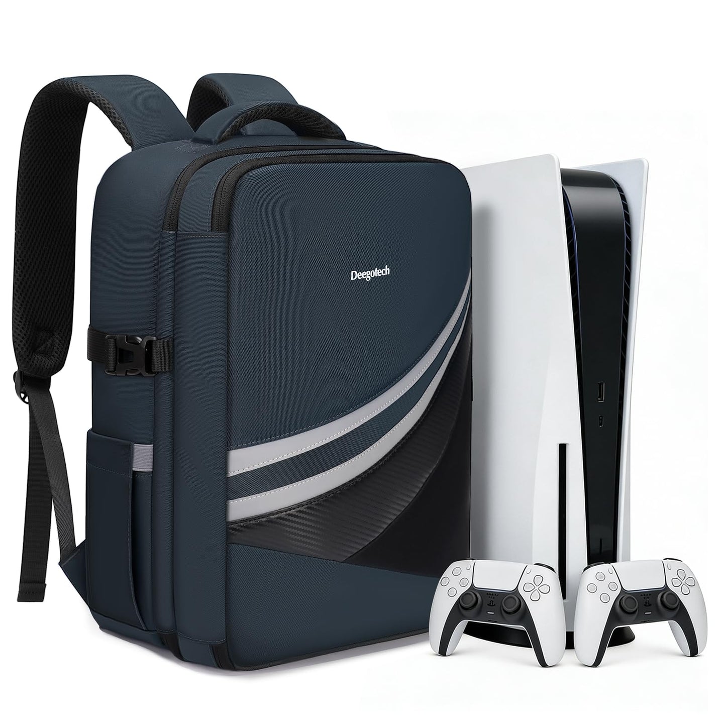 Deegotech Carrying Case Compatible with PS5/PS5 Pro Protective Travel Bag Backpack Compatible with Playstation 5 Console PS5 Controller Disc Gaming Accessories and 15.6 Portable Monitor