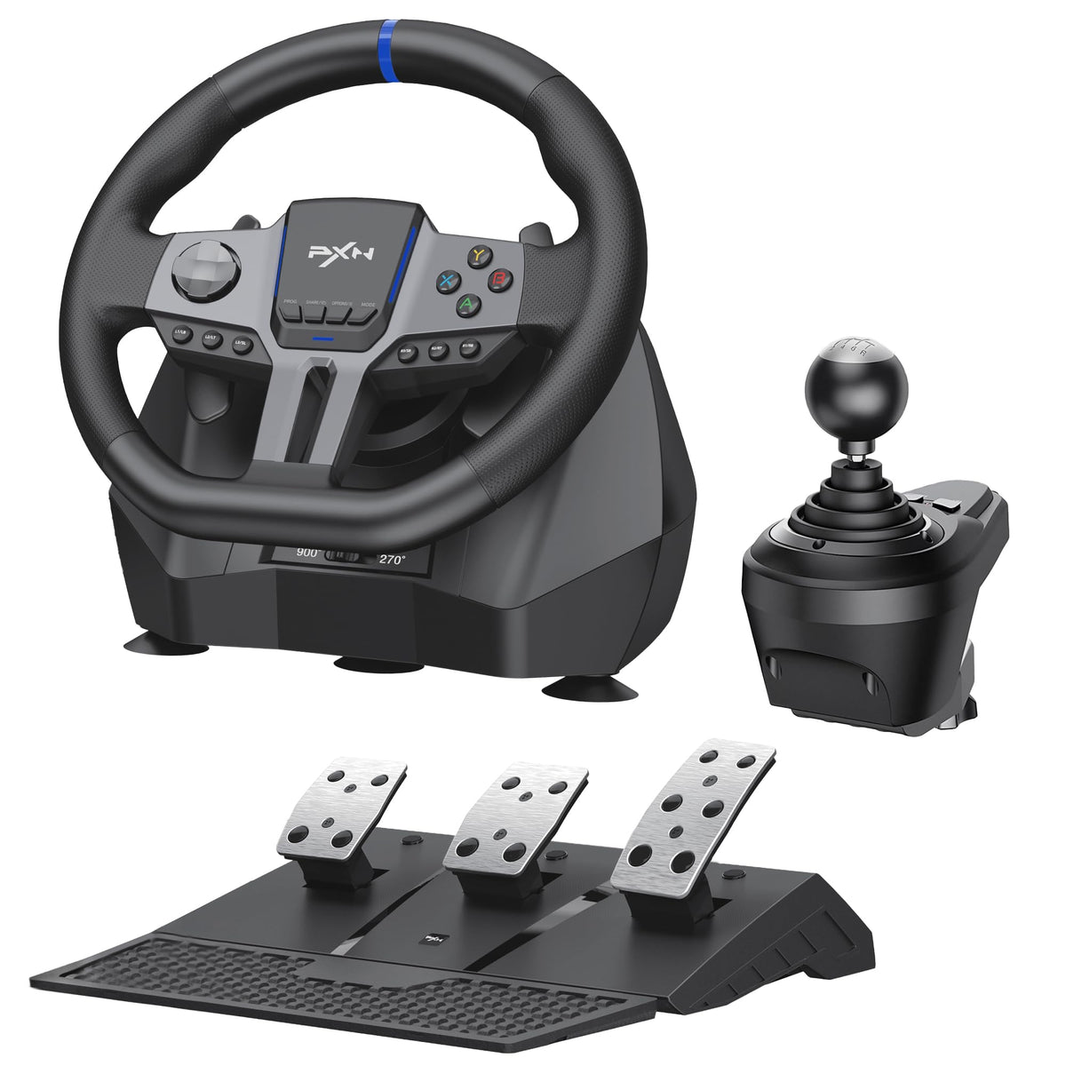 PXN V9 Gen 2 Racing Wheel with Hall Effect Pedals and Shifter, Gaming Steering Wheel for PC, Xbox Series X|S, Xbox One, PS4, Mag