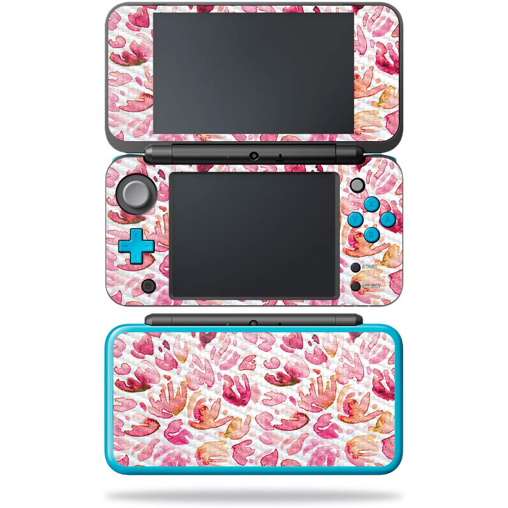 MightySkins Carbon Fiber Skin for Nintendo New 2DS XL - Winter Fox Maze | Protective Durable Textured Carbon Fiber Finish | Easy to Apply Remove and Change Styles | Made in The USA Pink Petals