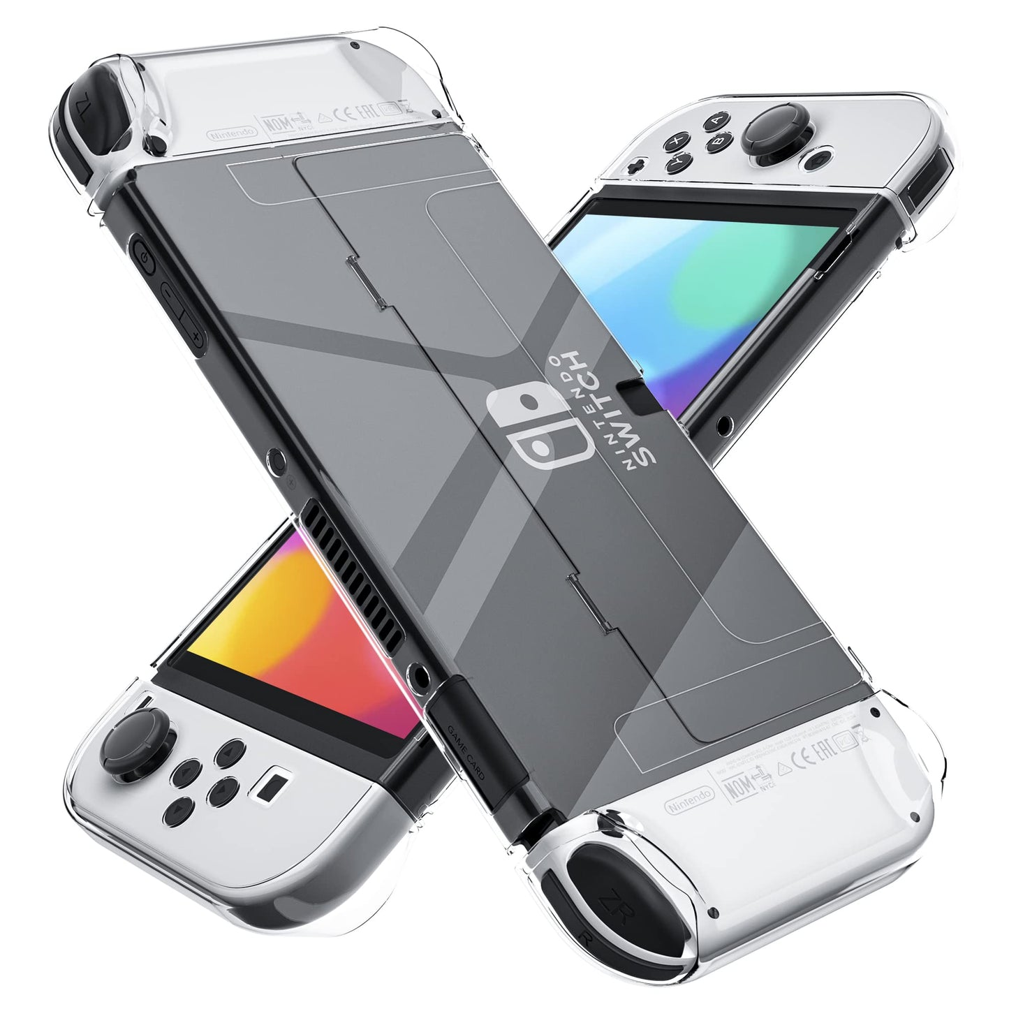 FANPL Dockable Clear Case for Nintendo Switch OLED - Durable Plastic, Model NOD-18, Clear Color, Protective Cover for Switch & Joy Con