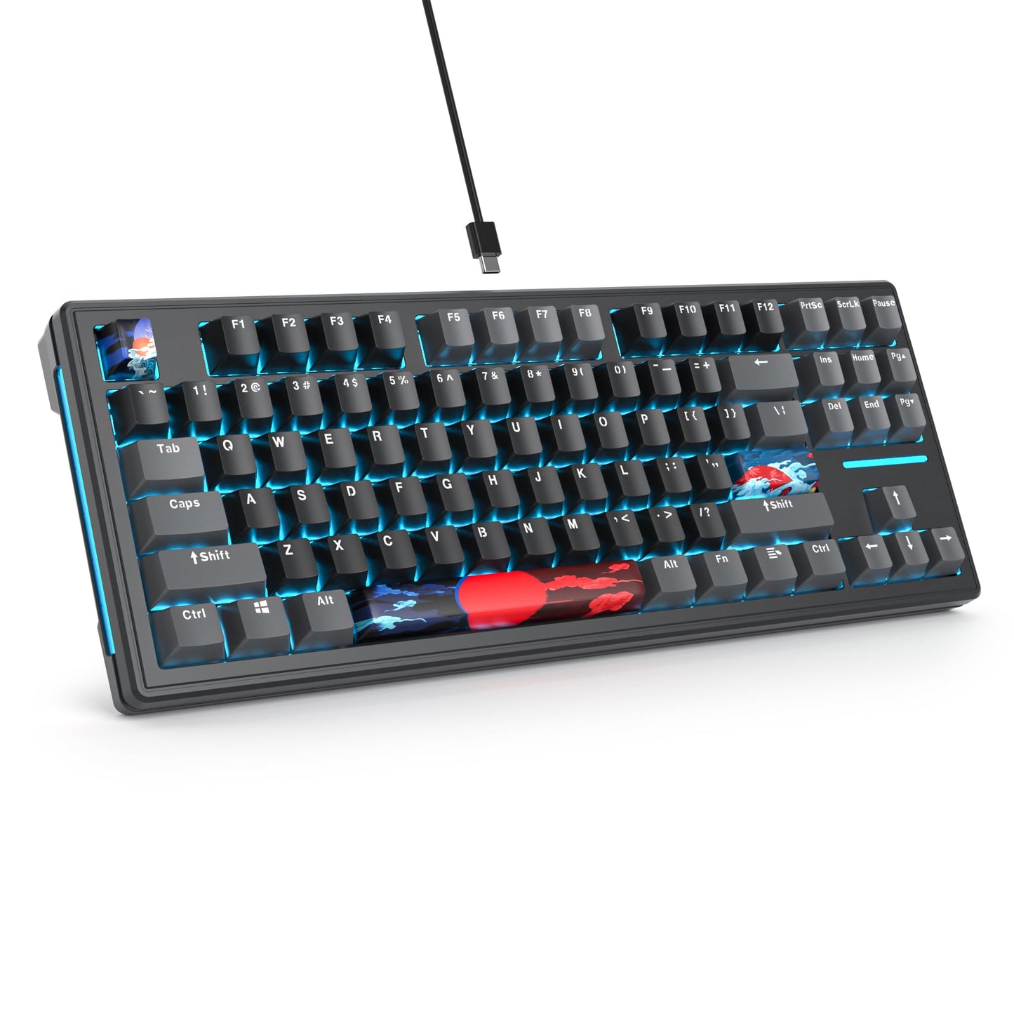 Owpkeenthy 75% Gasket Mounted Mechanical Gaming Keyboard Hot Swappable Wired 87 Keys South-Facing RGB Keyboard with Quiet Linear White Switch Cherry Keycaps for Win mac (Black)