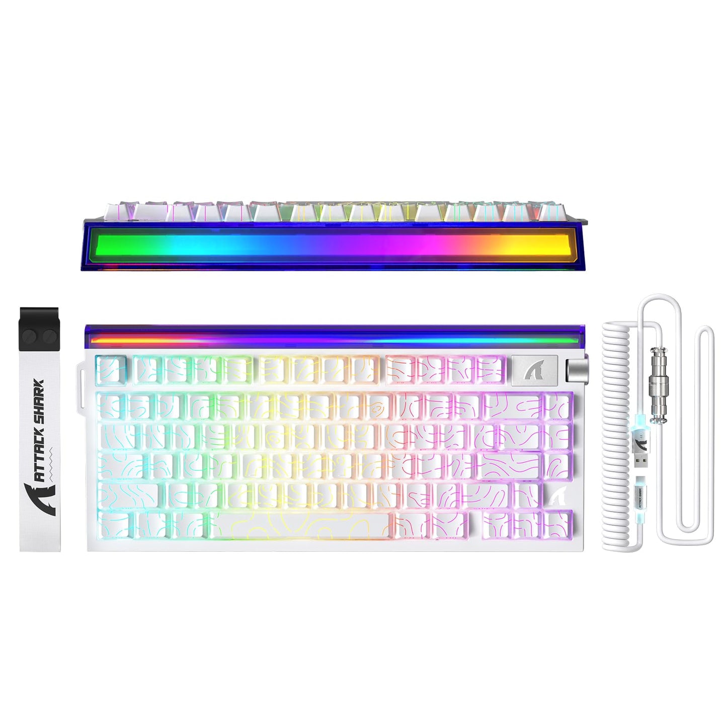 ATTACK SHARK R85 HE 75% Magnetic Wired Gaming Keyboard 8KHz Polling Rate Rapid Trigger 0.005mm RT Precision 256K Scan Rate Custom Hot-Swappable Web Driver PC Keyboard for Gamer/Win/Mac White Contour