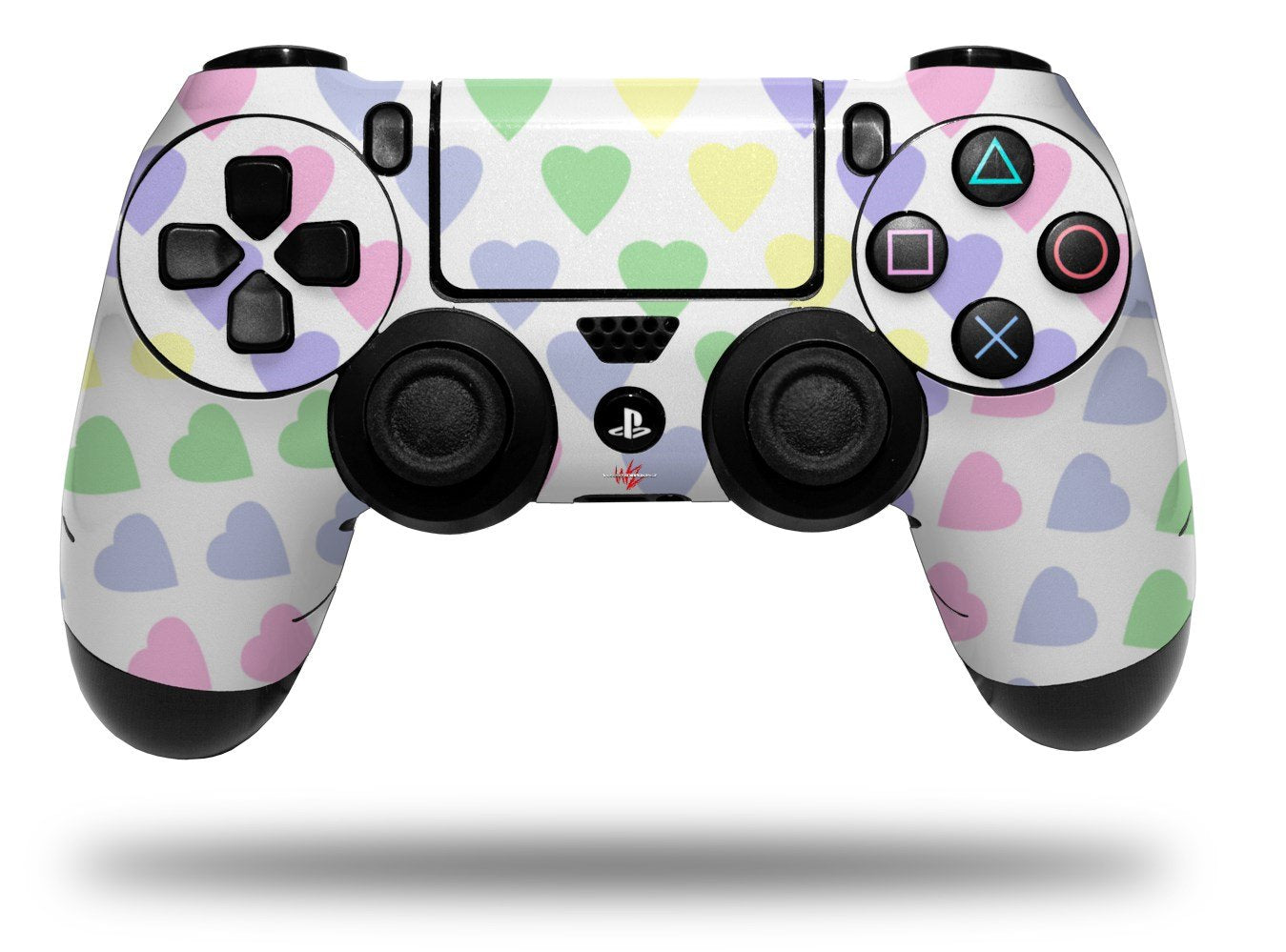 WraptorSkinz Vinyl Decal Skin Compatible with Sony PS4 Controller PlayStation 4 Original Slim and Pro Pastel Hearts on White (Controller NOT Included)
