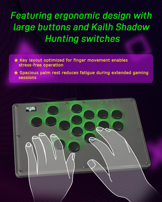 Sehawei V16 Arcade Stick - 16-Key Fight Controller for PC/PS3/PS4/Switch, Custom RGB, Turbo Functions, Gray - 30th Anniversary Edition