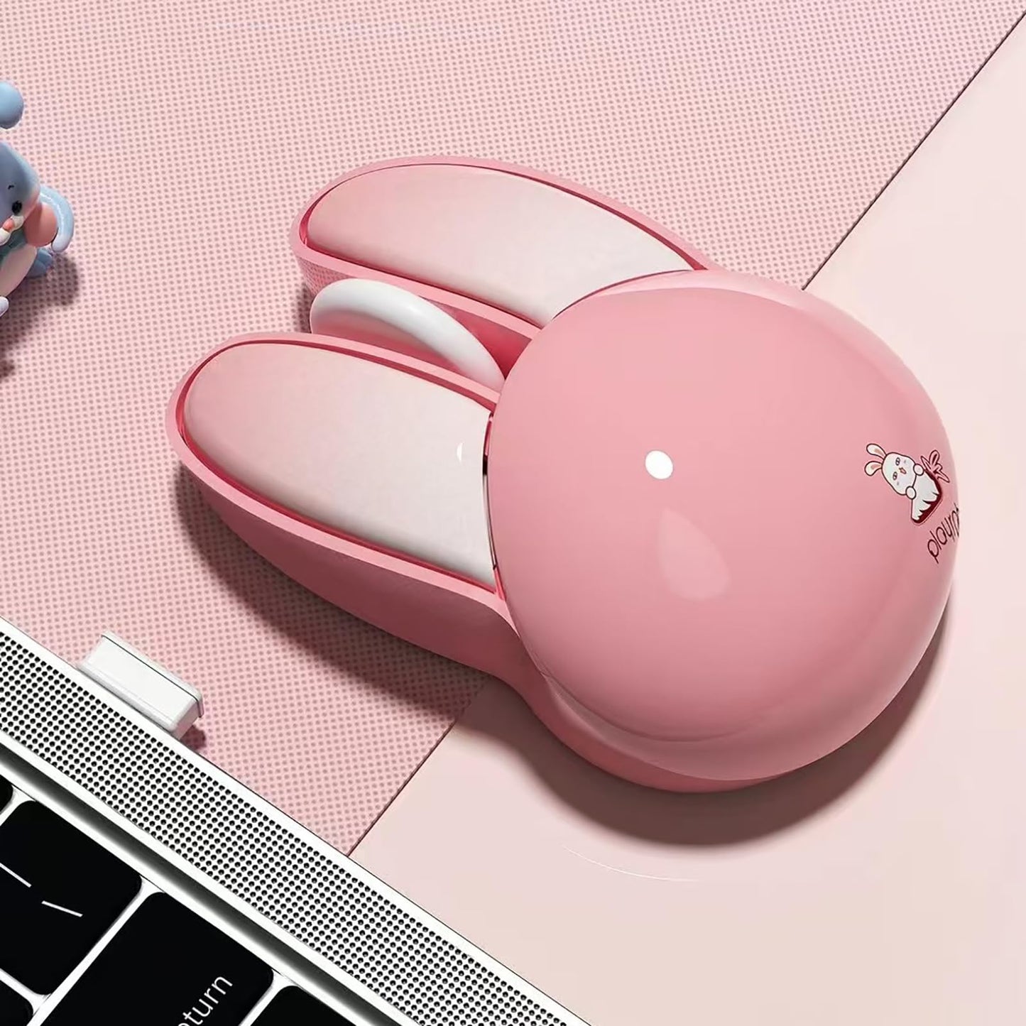 Lomiluskr Wireless Bunny Mouse - Lightweight, Soundless, 2.4G, Pink Kawaii Design for Girls and Kids
