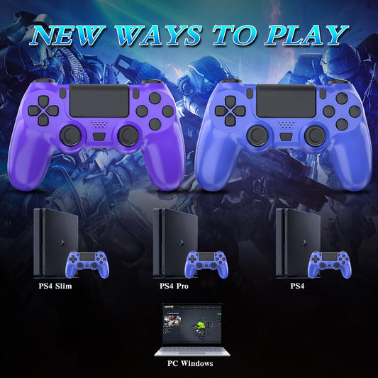YsoKK Wireless Controller for PS4/Slim/Pro - Double Shock, Audio, Six-axis Motion Sensor - Purple & Blue