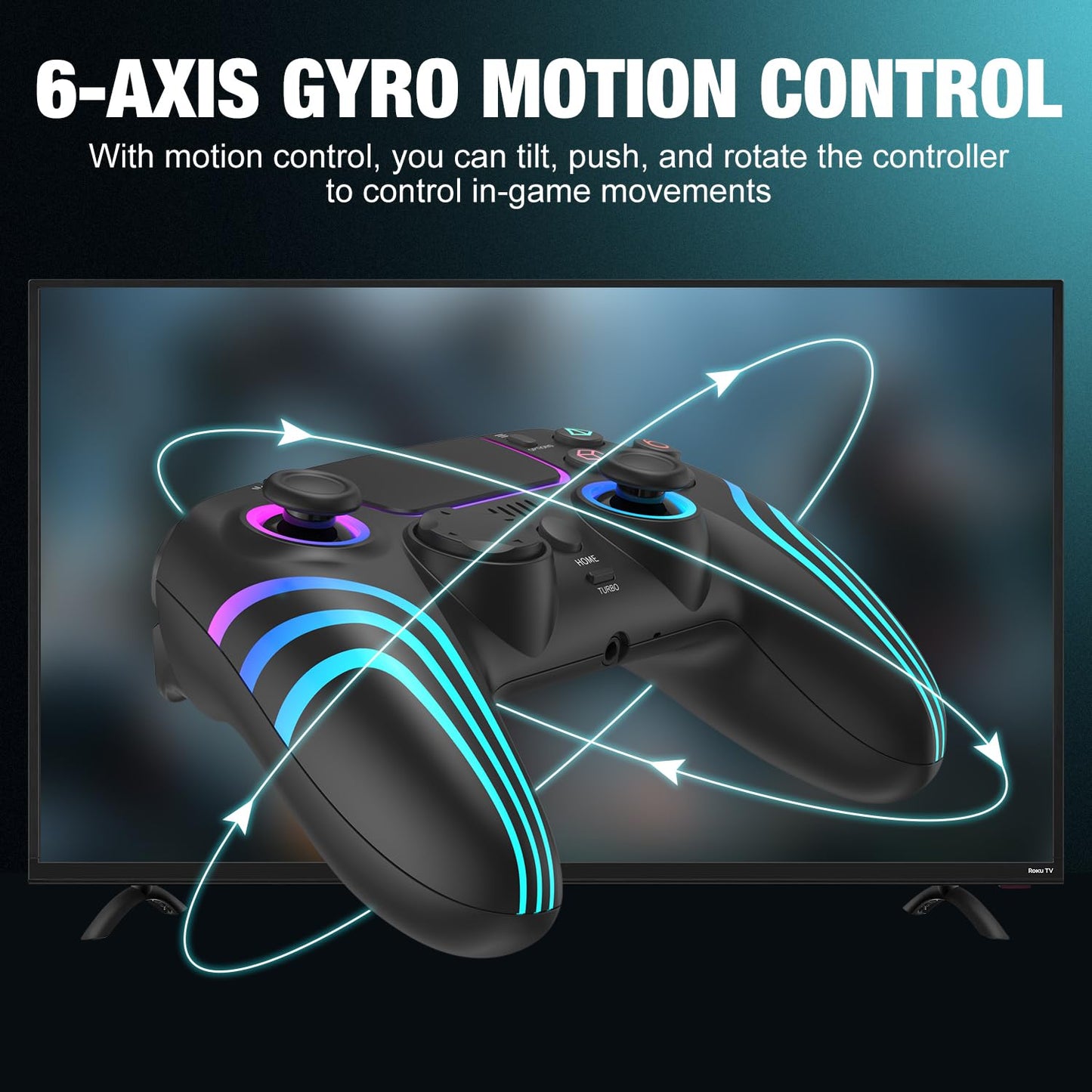 MINSWC Wireless PS5 Controller with RGB Lighting - Compatible with PS5, Windows PC, Android/iOS - Black