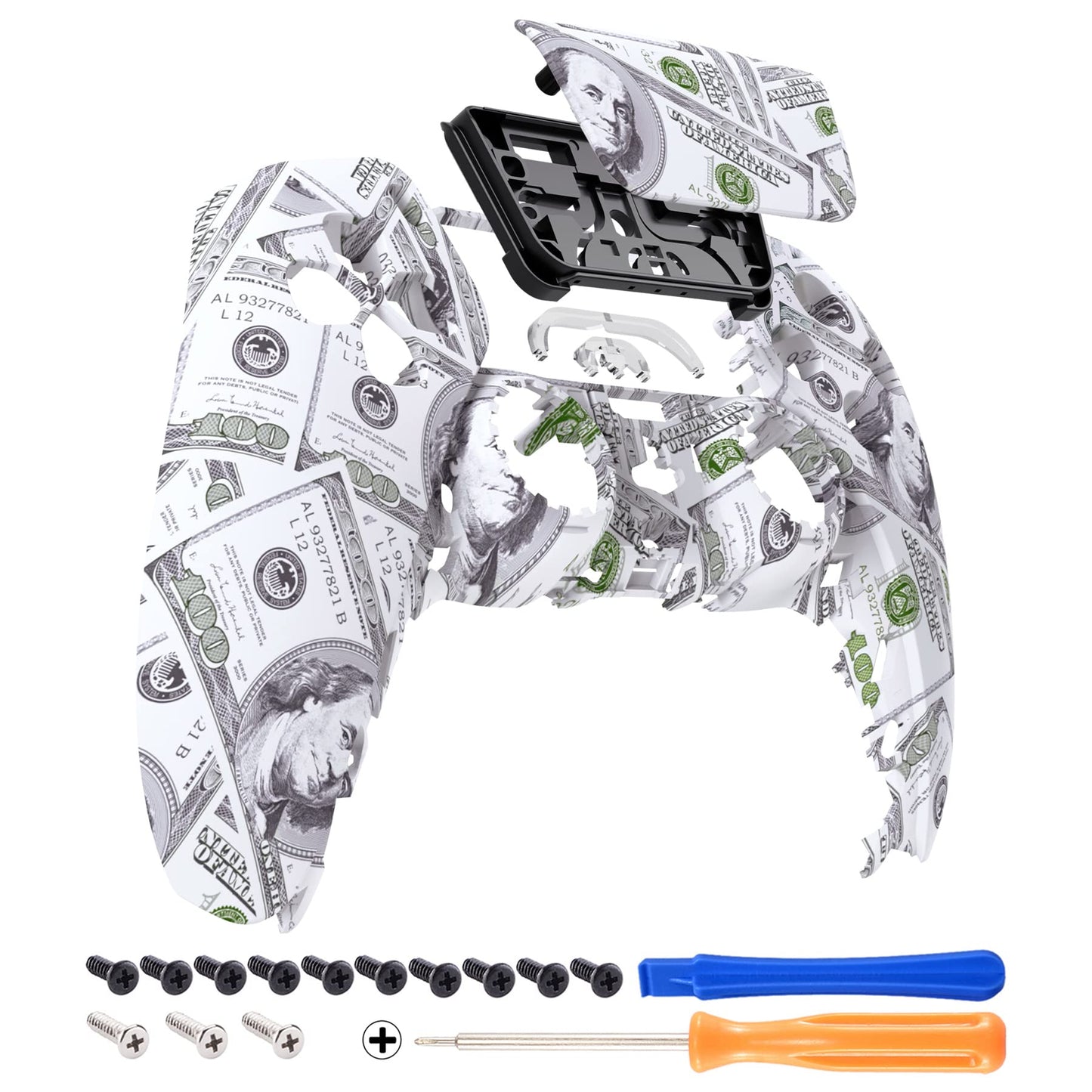 eXtremeRate The 100 Cash Money Soft Touch Touchpad Front Top Shell Compatible with ps5 Controller BDM-010 020 030 040 050 DIY Replacement Shell & Touch Pad Cover Compatible with ps5 Controller