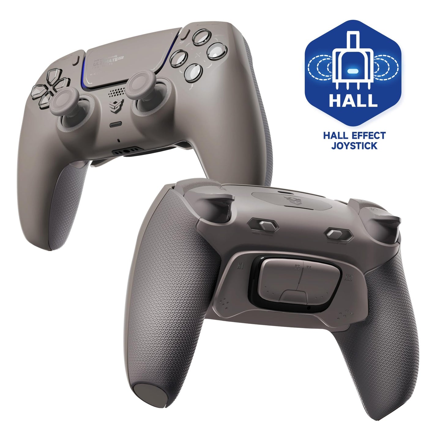 HEXGAMING ULTIMATE PRO Gaming Controller Compatible with ps5/PC/Mobile - 4 Back Buttons 6 Custom Profiles Adjustable Triggers 8 Swappable Thumbsticks - Hall Effect Quantum Gray
