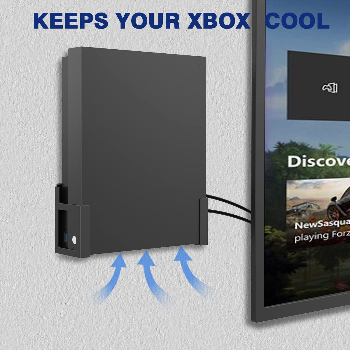 Monzlteck Wall Mount for Xbox One X - All Metal Vertical Bracket, Black, Power Button Left/Right, Not Compatible with One Original