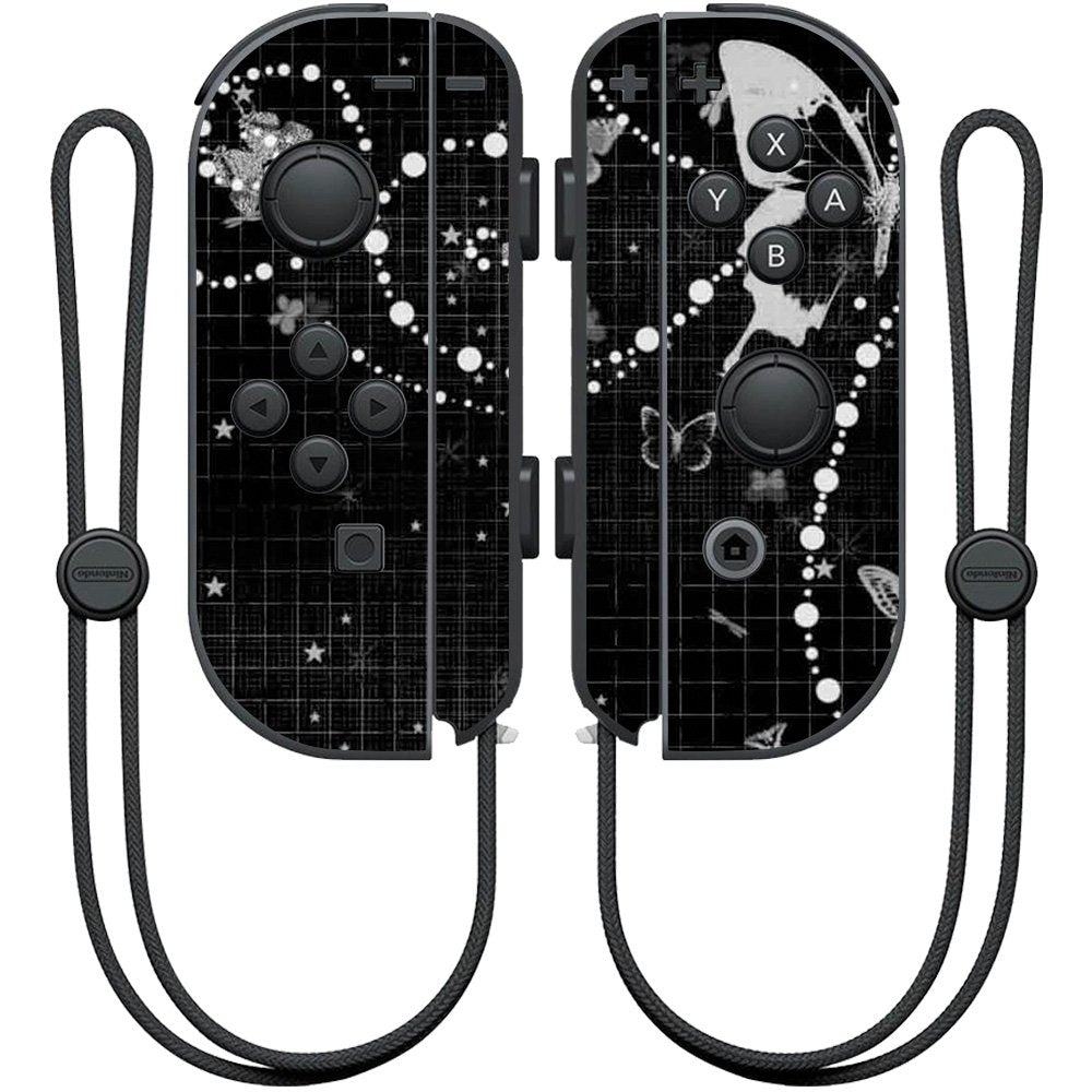 MightySkins Skin Compatible with Nintendo Joy-Con Controller wrap Cover Sticker Skins Black Butterfly