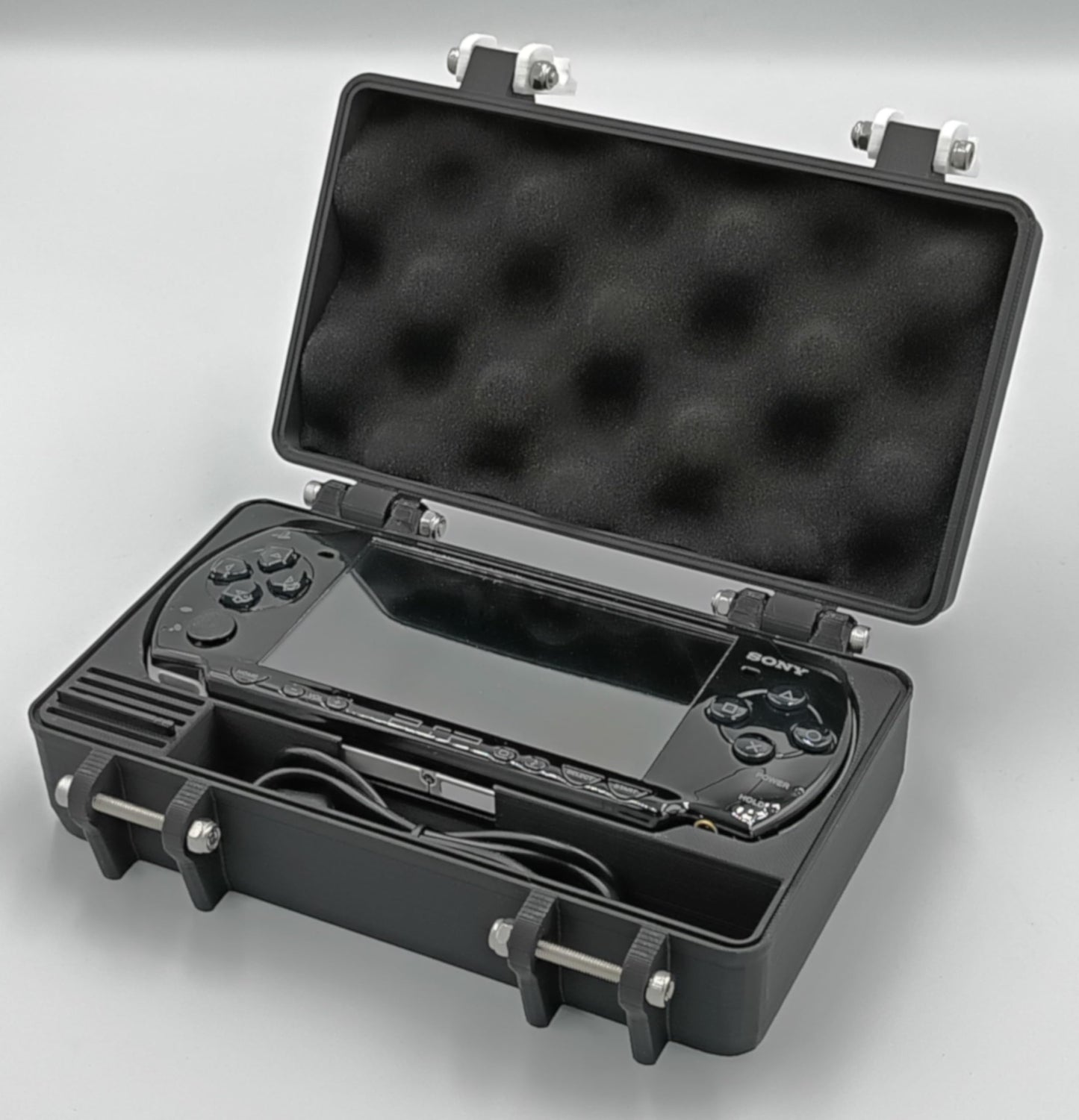 Rugged Protective Travel Carrying Case for PSP 2000 & 3000 - Holds 6 Games, 5 Memory Cards, USB Charging Cable