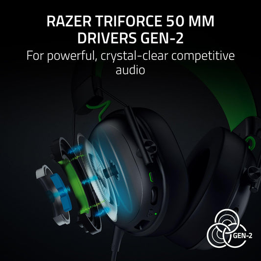 Razer BlackShark V3 X Wireless Gaming Headset - 50mm Drivers, Cardioid Mic, 2.4 GHz, Bluetooth - Black - Model RZ04-05420200