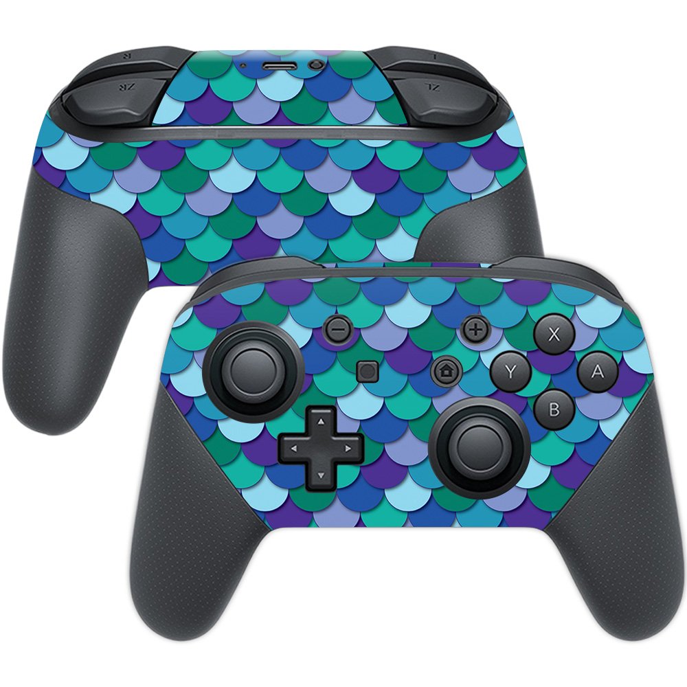 MightySkins Skin Compatible with Nintendo Switch Pro Controller - Blue Scales | Protective, Durable, and Unique Vinyl Decal wrap