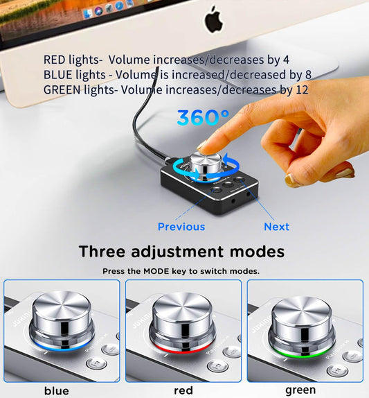JUXINICE USB Volume Control Knob - PC Multimedia Controller for Windows & Mac - Black - Model CP090