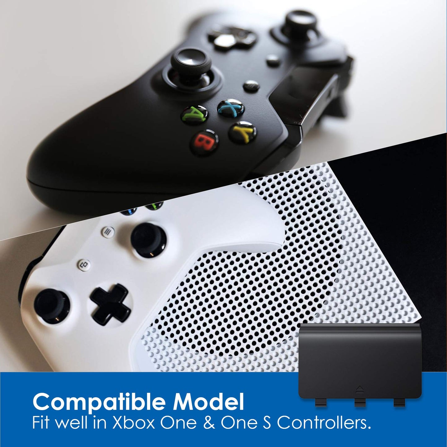 Avorast 4 Pack Battery Back Cover for Xbox One/One S/One X Controllers - Black, Model VG078, Replacement Shells Compatible with Xbox Controllers