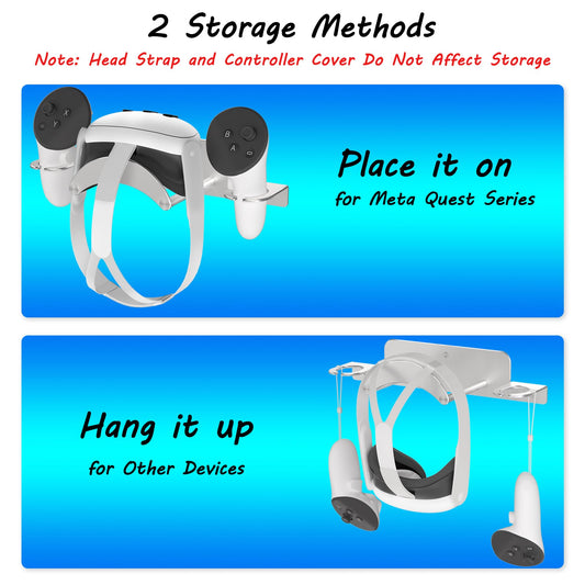 ZHGM VR Wall Mount for Meta Oculus Quest 3/2/Pro/Rift-S - Silver Aluminum Holder, Space-Saving Design, Model YQS3-1