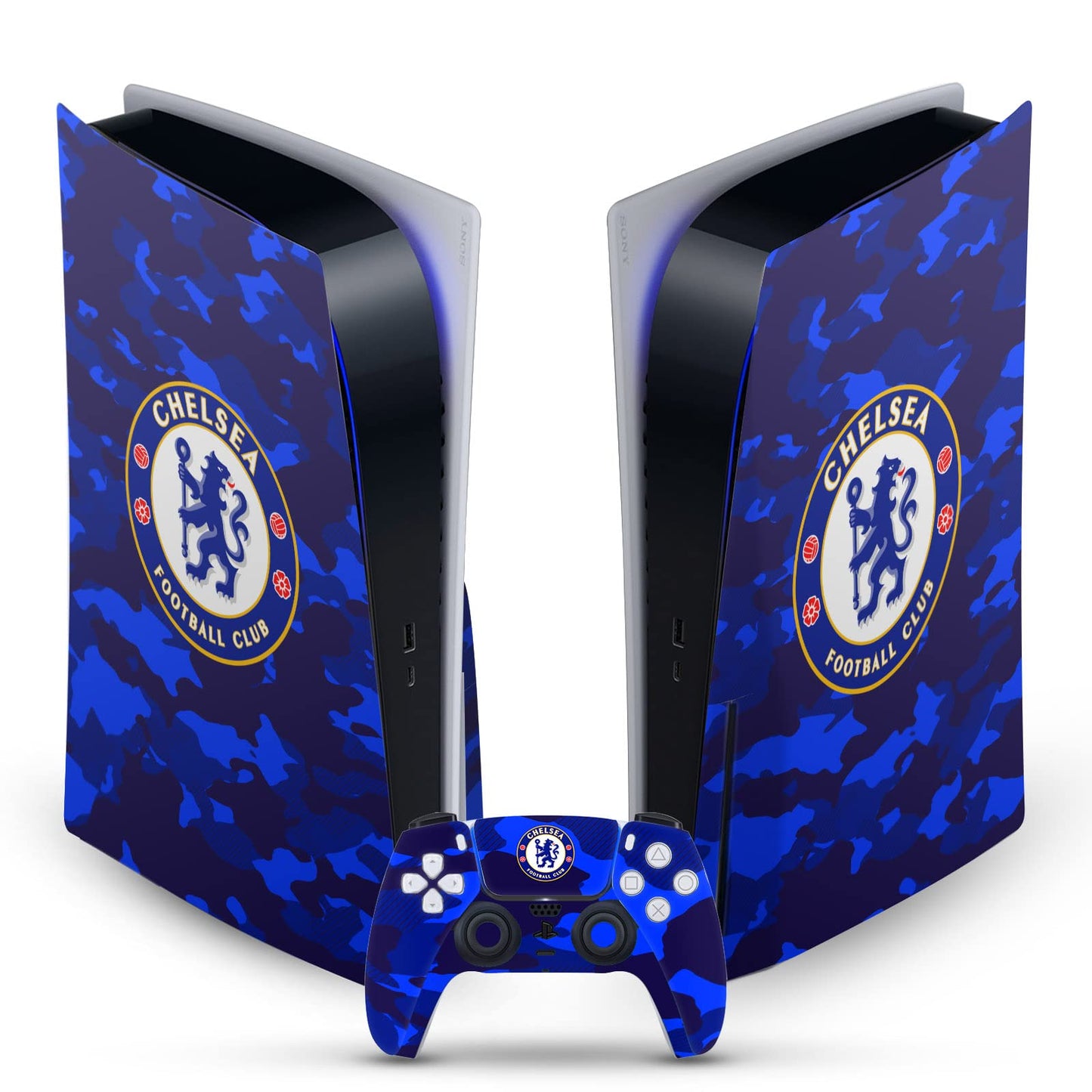 Head Case Designs Officially Licensed Chelsea Football Club Camouflage Art Vinyl Faceplate Sticker Gaming Skin Decal Compatible With Sony PlayStation 5 PS5 Disc Edition Console & DualSense Controller
