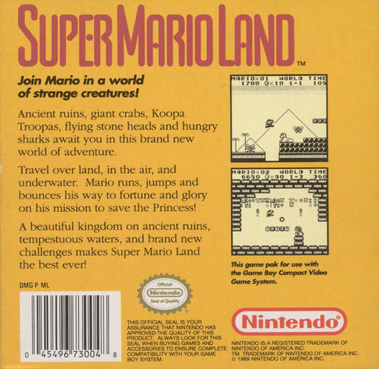 Nintendo Super Mario Land Video Game - Classic Adventure for Game Boy