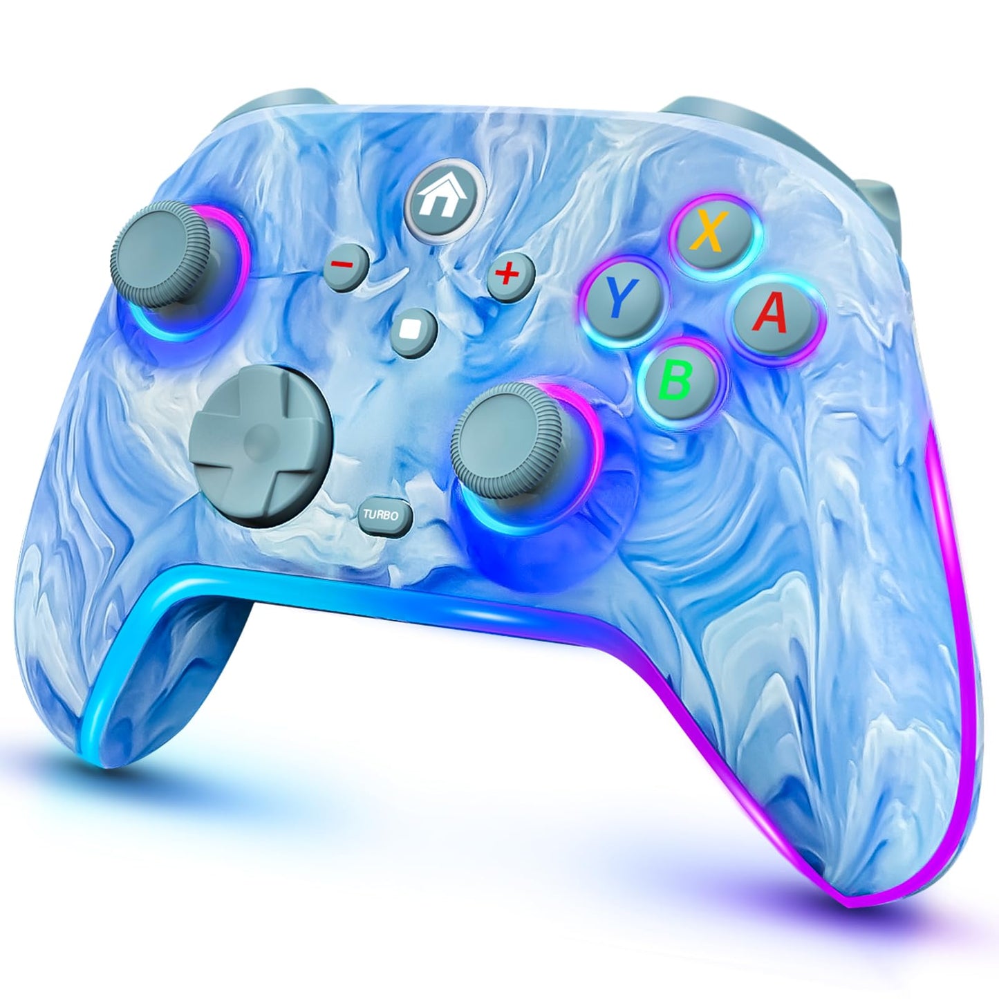 Wireless Switch Controllers for Nintendo Switch/OLED/Lite/Switch 2 1200mAh Pro Controller with 10 Color LED Lights Rechargeable Switch Control Gamepad with Vibration 6-Axis Gyro Turbo Wake Up