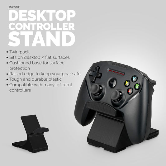 BRAINWAVZ Game Controller Holder Stand (2 Pack) - Universal Design for Xbox, PS5, PC - UGDS-05 Black