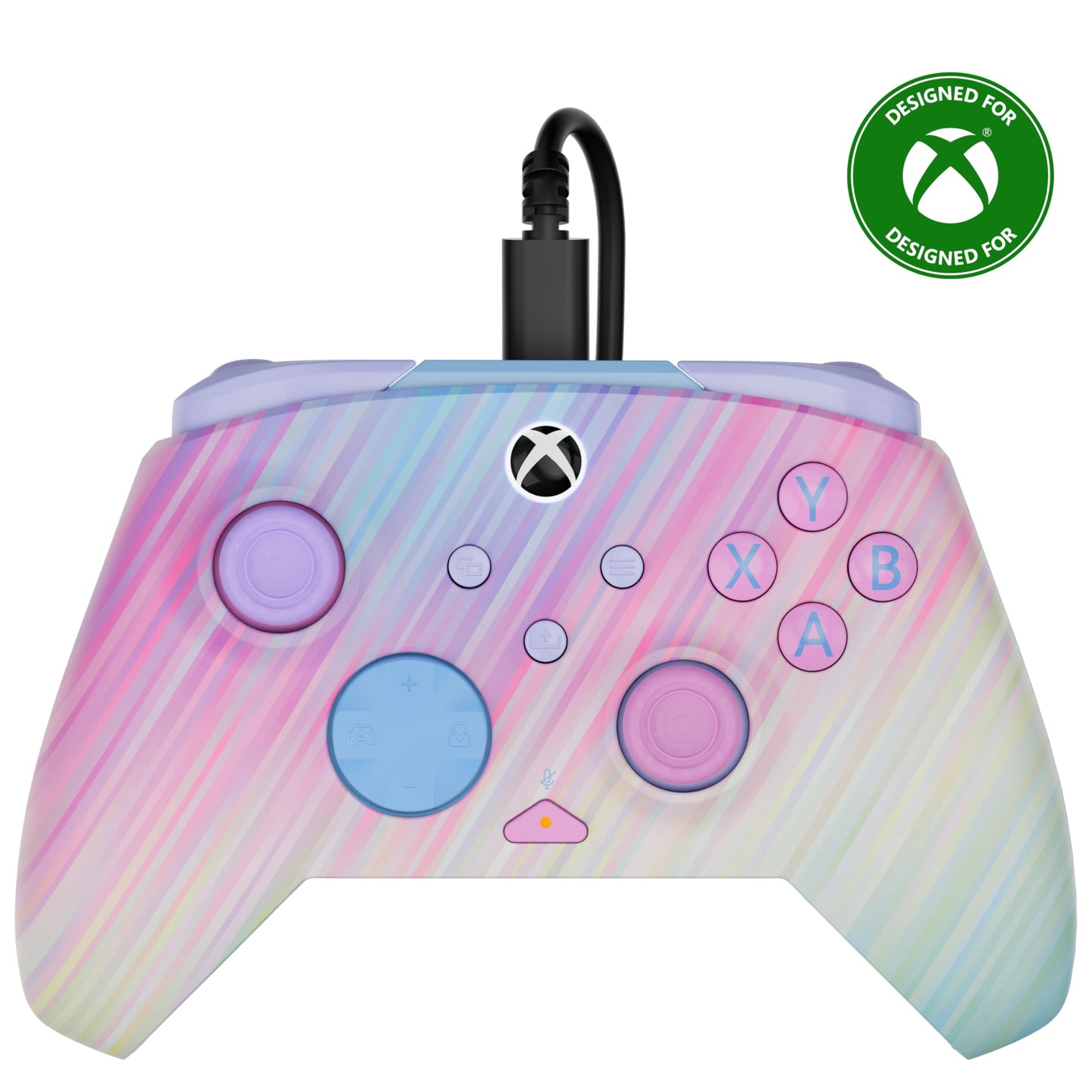 Turtle Beach Rematch Advanced Wired Gaming Controller for Xbox & PC - Glow Remappable Buttons Hair Triggers Audio Controls 8ft Cable Officially Licensed by Xbox - Cotton Candy