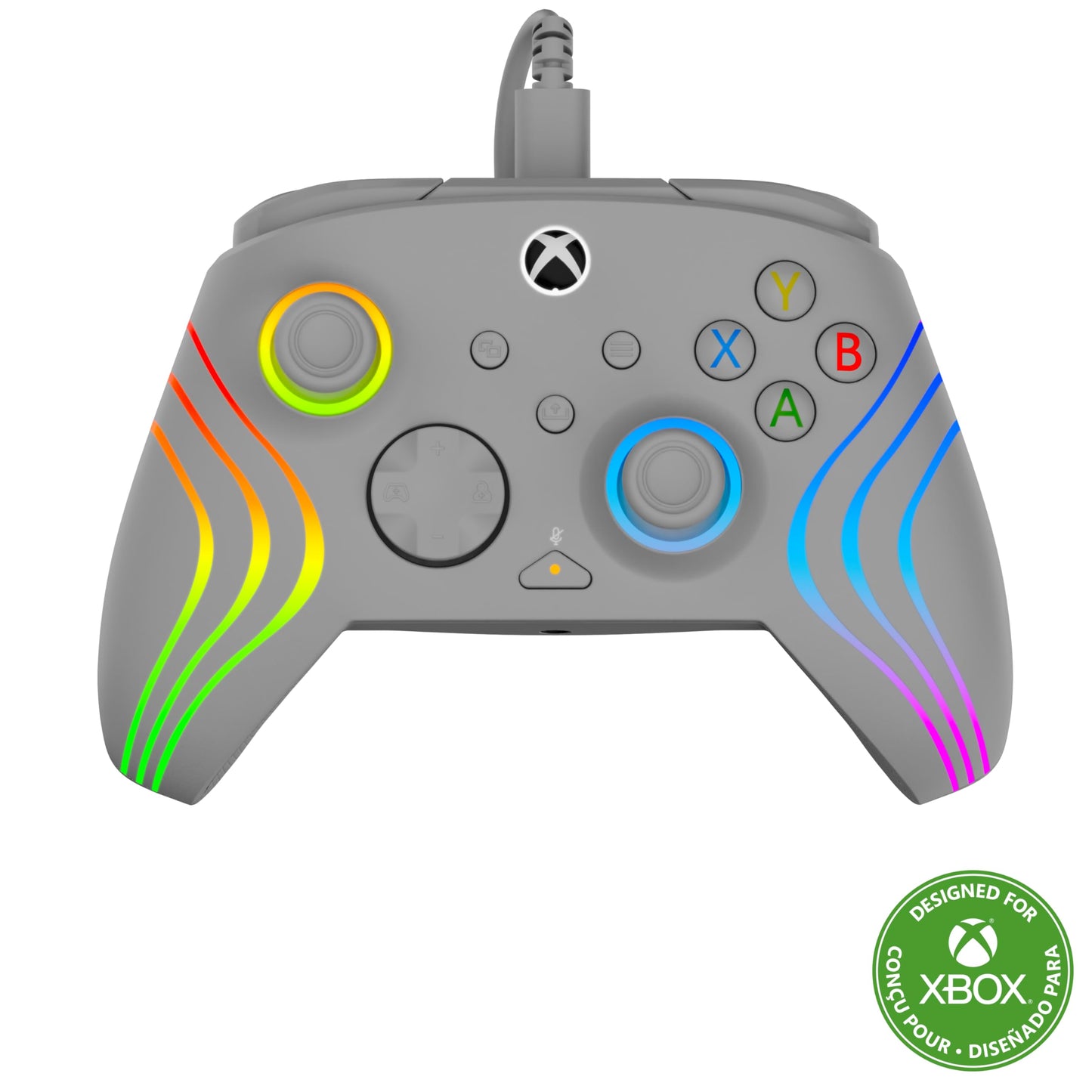 Turtle Beach Afterglow Wave Wired RGB Gaming Controller - Licensed for Xbox Series X|S Xbox One & Windows PCs - Mappable Buttons Hall-Effect Hair Triggers Companion App - Grey