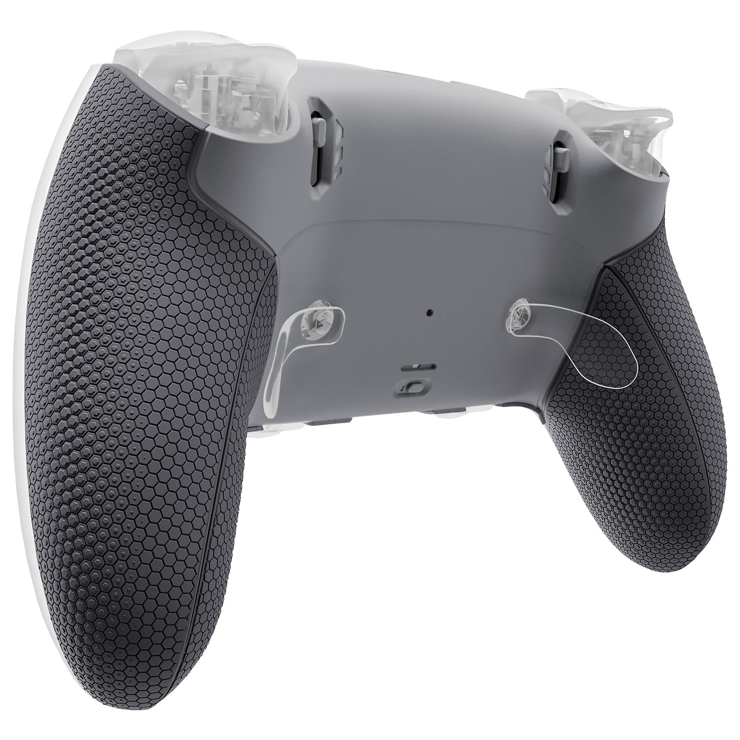 eXtremeRate Beyond-ARC Bottom Shell Kit Compatible with p s 5 Edge Controller with Rubberized Grip Replacement Front Back Decorative Trim Plates - New Hope Gray & Classic Gray