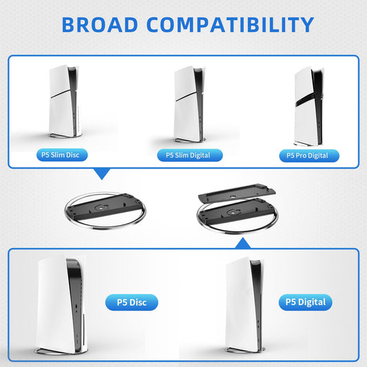 TanReginal Vertical Stand for P5 Pro - Console Stand with 10 Dust Plugs & 2 Screws, Stylish Black Design, Model 5433stand