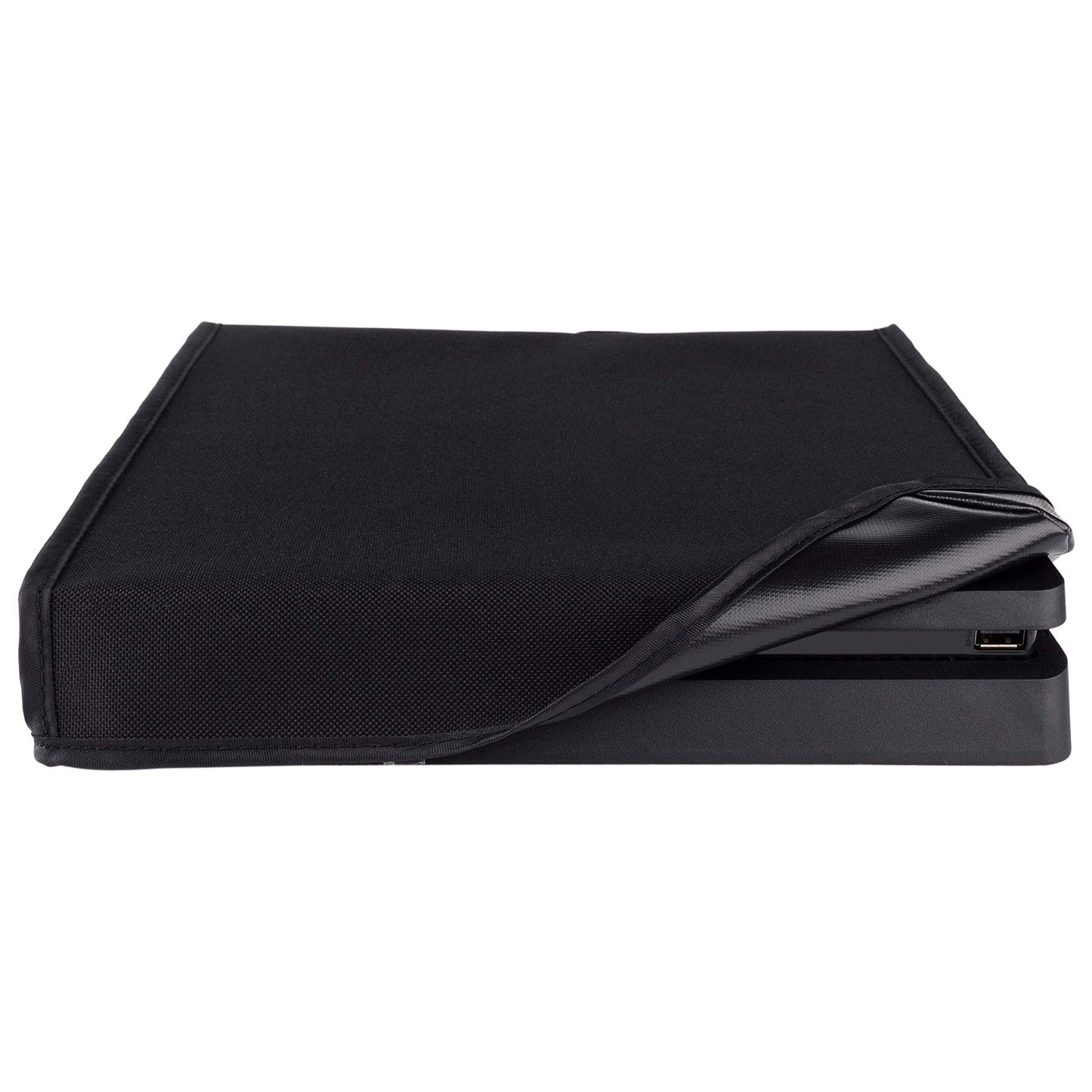 eXtremeRate Black Horizontal Dust Cover for PS4 Slim Console Soft Neat Lining Dust Guard for PS4 Slim Console Anti Scratch Waterproof Cover Protector Sleeve for PS4 Slim Console