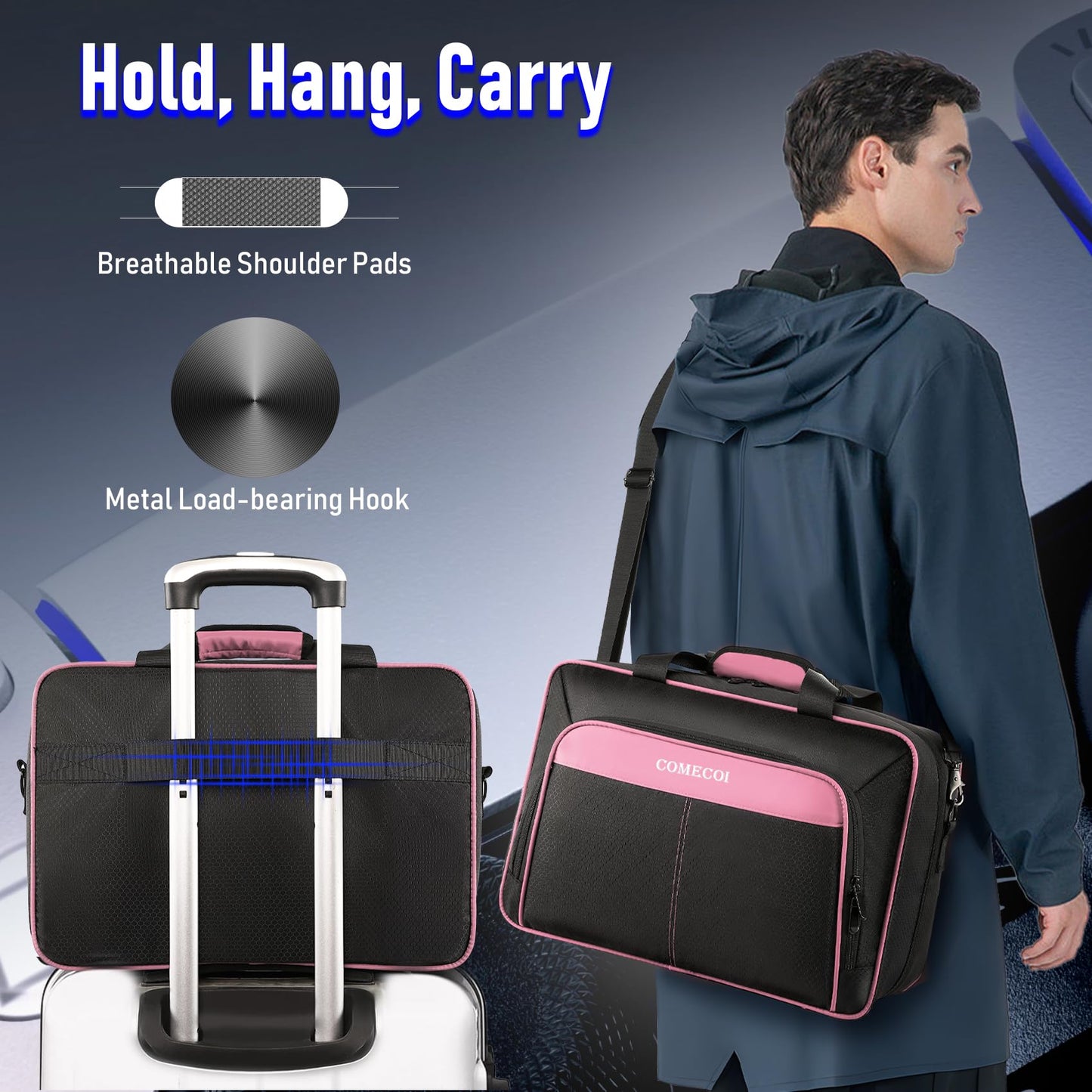 COMECOI PS5 Carrying Case - Large Pink Travel Bag for Console, Controllers & Accessories - Model HX0001