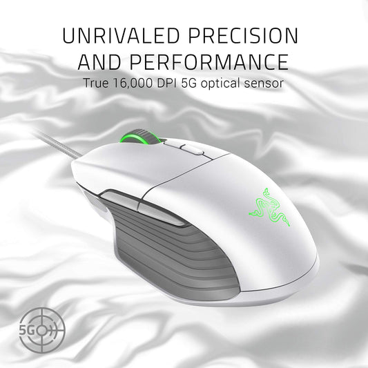 Razer Basilisk Gaming Mouse - 16,000 DPI, Chroma RGB, 8 Programmable Buttons, Mercury White, Model RZ01-02330300-R3M1