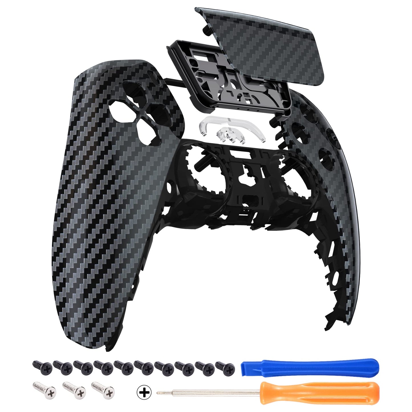 eXtremeRate Graphite Carbon Fiber Pattern Touchpad Front Top Shell Compatible with ps5 Controller BDM-010 020 030 040 050 DIY Replacement Shell & Touch Pad Cover Compatible with ps5 Controller