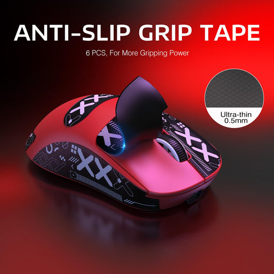 ATTACK SHARK X3 Wireless Gaming Mouse - Tri-Mode 2.4G/USB-C/Bluetooth, 26K DPI, Red, Includes Anti-Slip Stickers